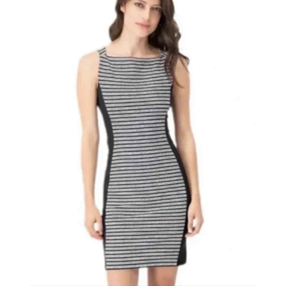 Athleta Stripe Mala Tank‎ Dress Size Small Black White Scoop Back - Picture 3 of 8